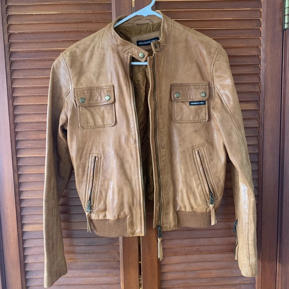 Members Only Jackets & Blazers - Members Only Brown Vegan Leather Bomber / Moto Jacket